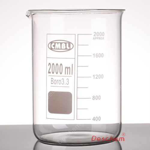 Deschem 2000mL Glass Beaker,2L,Low Form,Good Quality,Lab Borosilicate Glassware