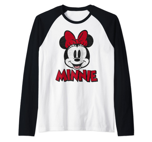 Disney Mickey And Friends Minnie Mouse Vintage Portrait Raglan Baseball Tee