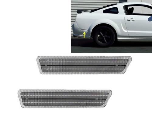 eLoveQ Clear Lens Red Full LED Rear Side Marker Light Kit Compatible with 2005-2009 Ford Mustang, Replace OEM Back Sidemarker Lamps (Clear Lens Red LED Rear Side Markers)