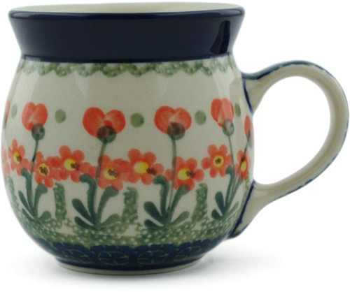 Polish Pottery Bubble Mug 8 oz Peach Spring Daisy