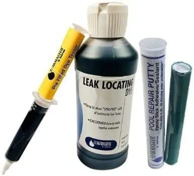Pool Leak Detection Dye Kit for Leakmaster Anderson Manufacturing - DIY Swimming Pool Leak Detector w/Pool Dye Syringe, Blue Dye Refill Bottle & White Cure Pool Putty - Pool Repair Kit (Bundle of 3)
