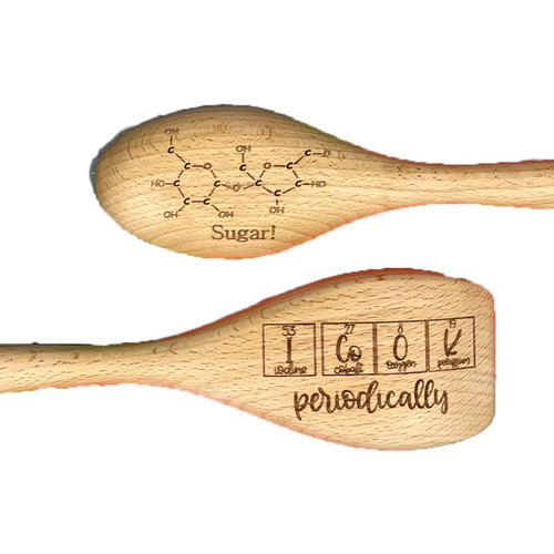 Science Wooden Spoons, Science Teacher Gift for Teacher, Nerdy Kitchen Gift Set, Sugar Molecule, Cook Periodically Science Teacher Gift, Chemistry Puns, Periodic Table Words