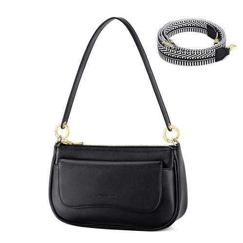 Small Shoulder Bag for Women, Mini Clutch Purse Tote Handbag Zipper Closure Crossbody Hobo Bag Y2K, 01-Black