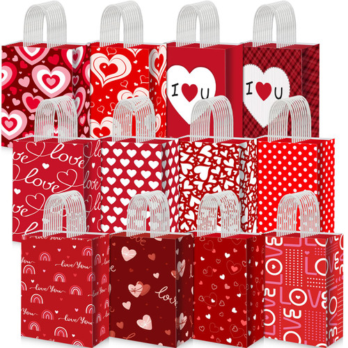 Tenceur 120 Pcs Valentine's Day Paper Gift Bags Bulk Valentines Candy Bags Small Goodie Treat Bags with Handle Heart Love Pattern Valentine Party Favor Bags Gifts Wrapping Supplies Tenceur 120 Pcs Valentine's Day Paper Gift Bags Bulk Valentines Candy Bags Small Goodie Treat Bags with Handle Heart Love Pattern Valentine Party Favor Bags Gifts Wrapping Supplies