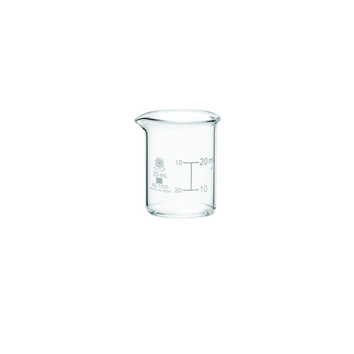 United Scientific BG1000-25 Borosilicate Laboratory Grade Glass Beakers, Griffin Low Form Beaker, Graduated with Spout, Designed for Laboratories & Chemistry Classrooms, 25mL (Pack of 12)