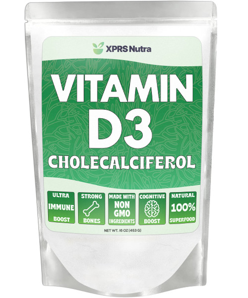 XPRS Nutra Vitamin D3 Powder (Cholecalciferol) - Unflavored VIT D Powder for Bones and Immunity - Vitamin D3 Powder for Muscle Function - Vitamin D Powder Supplements (16 Ounce) XPRS Nutra Vitamin D3 Powder (Cholecalciferol) - Unflavored VIT D Powder for Bones and Immunity - Vitamin D3 Powder for Muscle Function - Vitamin D Powder Supplements (16 Ounce)