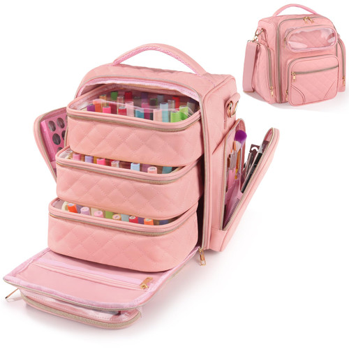 Yokilly Nail Polish Organizer Case, Nail Organizers and Storage Hold 72 Bottles, Large Nail Polish Storage Organizer Nail Bag Organizer Case with 3 Removable Box and 2 Side Pocket for Manicure Tool