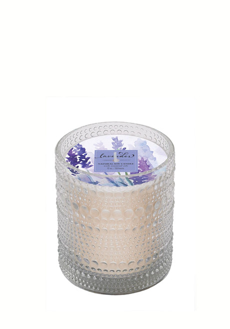 Mangiacotti 12 Oz. Candle - Lavender Scent Soy Candle - in Recycled Glass Jar