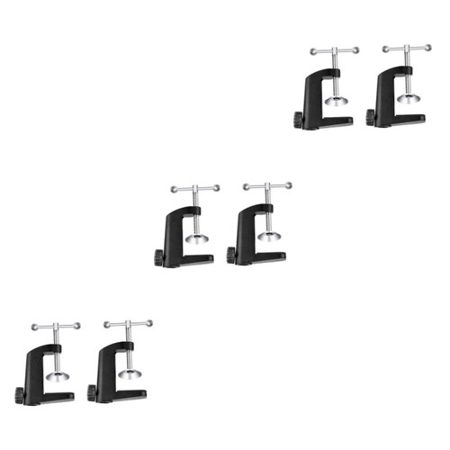 FAVOMOTO 6 pcs Adjustable Base Tablet Stand Adjustable Workbench Desk Mount clamp Bracket Table clamp for Micro mounting Desktop Securing Clip jib I-Shaped Folder Camera Aluminum Alloy