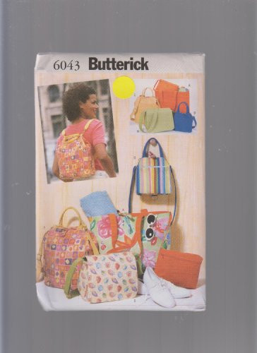 Butterick Sewing Pattern 6043 ; 4 Reversible Bags & Totes