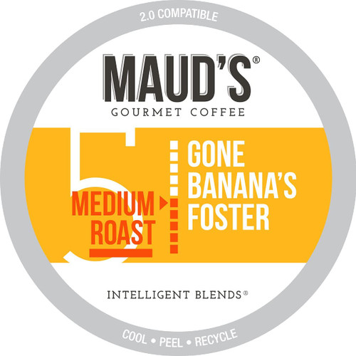 Maud's Banana Foster Flavored Coffee Pods, 50 ct | Gone Banana's Foster Flavor | 100% Arabica Medium Roast Coffee | Solar Energy Produced Recyclable Pods Compatible with Keurig K Cups Maker