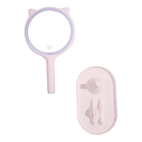 Beavorty LED Vanity Mirror Cosmetic Mirror Compact Makeup Mirror LED Lighted Mirror Desktop Makeup Mirror Desk Vanity Mirror with Stand LED Mirror Small LED abs Wall Hanging Adjustable Miss