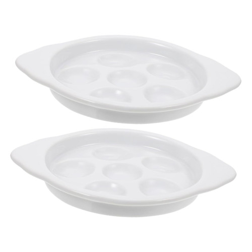GOOHOCHY 2pcs baked snails white ceramic pot white ceramic plates white plates snail plate escargot cooking tray escargot baking dish octopus balls pan escargot snails dish escargot plate