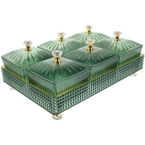 Cabilock 1 Set Snack Compartment Platter Nut Tray Utility Plate Dipping Snack Bowls Nut Serving Container Food Tray with Lid Dry Fruit Bowl Compartment Snack Bowl Relish Tray Buffet Grid