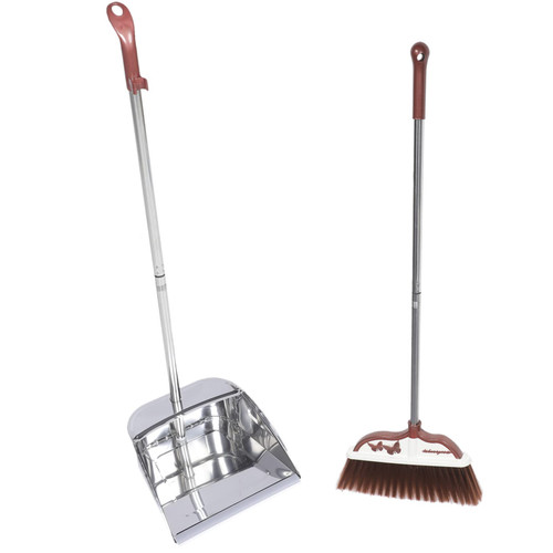 Yardwe 1 Set Broom Dustpan Combination Broom Outdoor Metal Dustpan Household Brooms Trash Dustpan Lobby Pan Brooms Broom with Dustpan Long Handle Garbage Shovel Dustpan with Broom Plastic