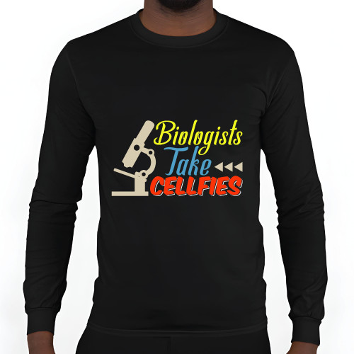 Gift for Biologists Cellfies Laboratory Biology Science Microscope Black and Muticolor Unisex Long Sleeve T Shirt