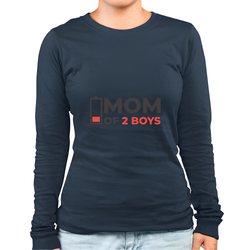 Gift for Mom of Two Boys Low Battery Design Novelty Humor Quote Present for Mom Mothers Day Black and Muticolor Unisex Long Sleeve T Shirt