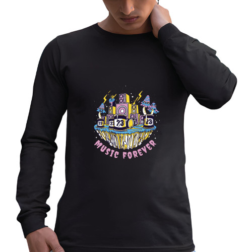 Music Themed Gift for Music Lovers Speakers and Mushrooms Illustration Quote Black and Muticolor Unisex Long Sleeve T Shirt Music Themed Gift for Music Lovers Speakers and Mushrooms Illustration Quote Black and Muticolor Unisex Long Sleeve T Shirt