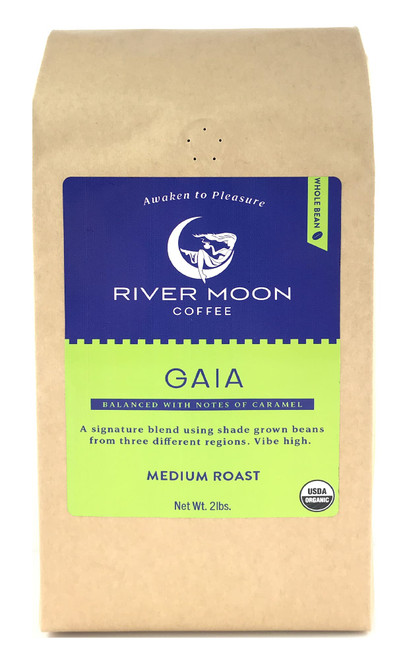 River Moon Coffee Medium Roast, Whole Bean Coffee, 2 lbs., USDA Certified Organic, Non GMO, Direct Trade, 100% Arabica, Smooth Gaia Blend