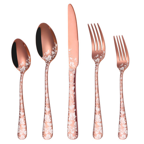 Stapava 20-Piece Copper Silverware Set, Stainless Steel Rose Gold Flatware Cutlery Set for 4, Unique Tableware Utensil Sets Include Fork Spoon Knife Set, Mirror Polished, Dishwasher Safe