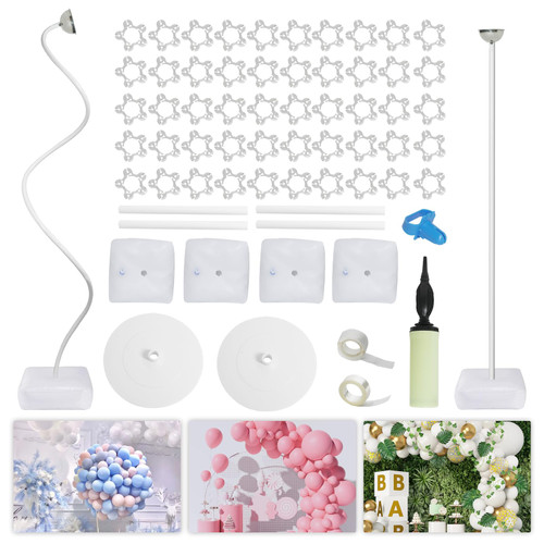Bazen 8.2ft & 5ft Balloon Arch Kit Free Bending Shape Deformation Balloon Column Stand Half Arch Balloon Stand with Reinforced Base Balloon Arch Frame for Wedding Baby Shower Birthday Decoration