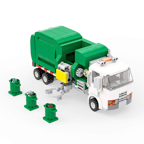 BuildingBoat Garbage Truck Building Kits,Trash Truck Building Blocks with 3 Trash Cans,Sanitation Truck Building Toys,Children's Day Gift (379 Pieces)