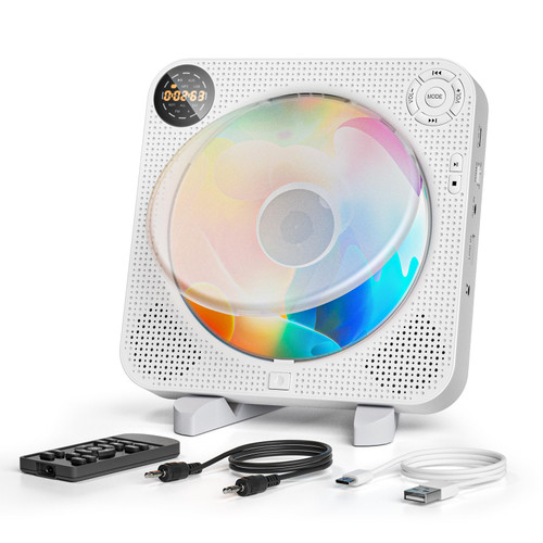CD Player Portable, Portable CD Player with Bluetooth, Rechargeable Bluetooth CD Player, ARAFUNA Portable CD Player with Speakers, Wall Cd Player Kpop Cd Player Support Fm Radio USB Aux Input