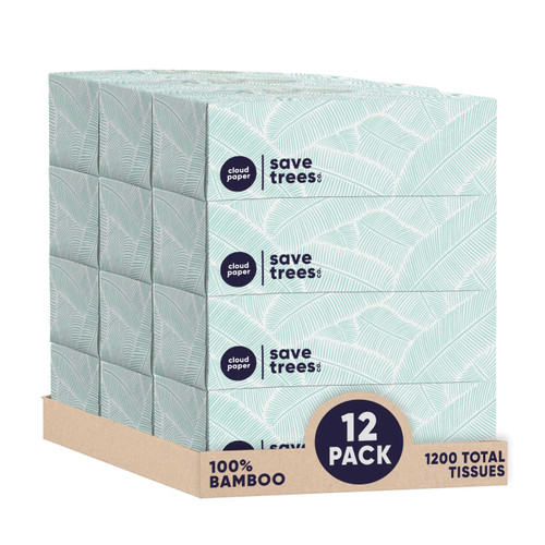 Cloud Paper Bamboo Facial Tissues - 12 Boxes of Eco-Friendly, 3-Ply Hypoallergenic Tissues, 100 Sheets per Box, FSC Certified, Plastic-Free Packaging, Soft & Gentle for Home Use Cloud Paper Bamboo Facial Tissues - 12 Boxes of Eco-Friendly, 3-Ply Hypoallergenic Tissues, 100 Sheets per Box, FSC Certified, Plastic-Free Packaging, Soft & Gentle for Home Use