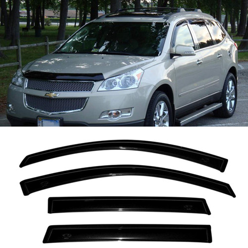 Deebior 4pcs Automotive Window Visors Shade Wind Deflectors Compatible with 2009-2017 Traverse Sun Rain Guard