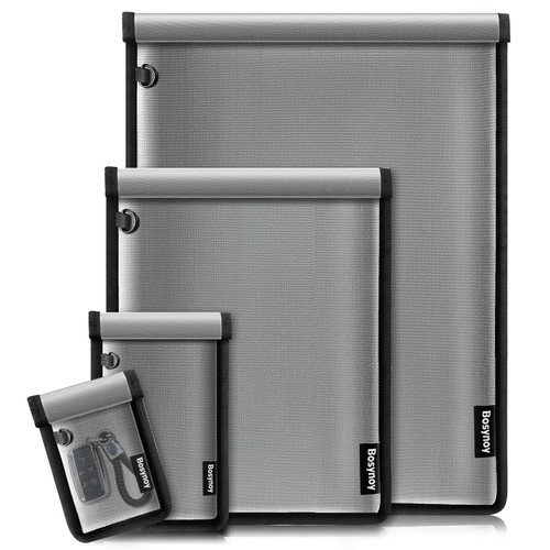 Faraday Bags for Laptops & Tablets & Phones & Car Keys - 4 Pack Faraday Bag Cage, Faraday Key Fob Protector, Fireproof Waterproof RFID Faraday Box,Car Key Fob Signal Blocker Anti-Theft Pounch, Grey