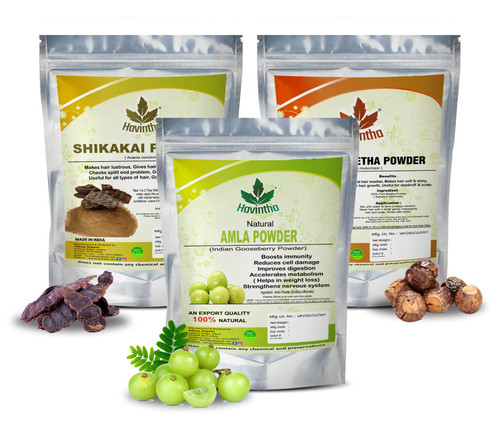 Havintha Amla Reetha Shikakai Powder For Hair - 227 Grams (Pack of 3)