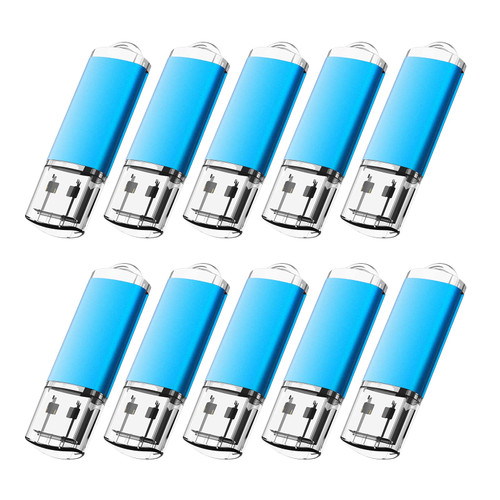 KOOTION Flash Drive 32GB 10 Pack USB 2.0 Thumb Drive Capped Memory Stick Jump Drive, Blue