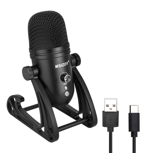 MSIZOY USB Condenser Microphone with Adjustable Stand,Headphone Output and Volume Control Mic for Streaming,Podcasting,Vocal,Recording Compatible with Laptop Desktop Windows Mac Computer