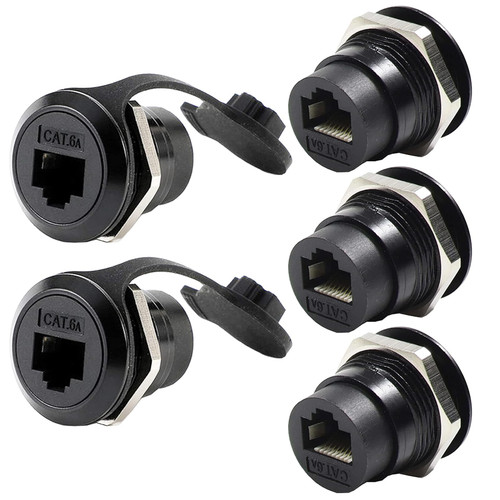 PENGLIN 5PCS Waterproof RJ45 Panel Mount Connector,RJ45 CAT6A/6/5E Shielded Ethernet LAN Pass Through Connector Female to Female