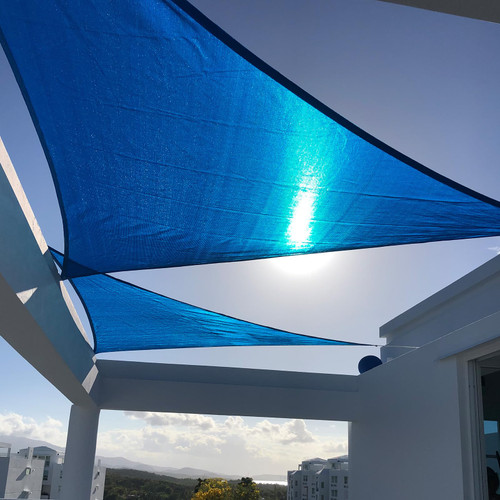 SUNNY GUARD Sun Shade Sail 13'x13'x13' Triangle Blue UV Block Sunshade for Backyard Yard Deck Patio Garden Outdoor Activities and Facility(We Make Custom Size)