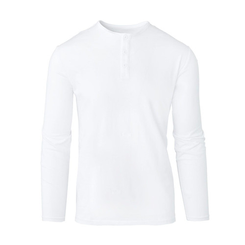 True Classic Long Sleeve Henley Shirt for Men. Premium Fitted Mens Henley Shirt. Gifts for Men. White