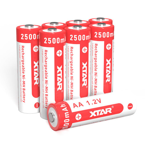 XTAR Ni-mh Rechargeable Batteries 2500mAh High Capacity Double A Batteries 1.2V aa Batteries (8Pack 1.2V AA 2500mAh)