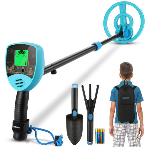 Yuego Metal Detector for Kids, Adjustable Kids Metal Detector with Display LCD 7.5 Inch Waterproof Metal Detectors Search Coil Lightweight Gold Detector Kit for Detecting Coin Outdoor Treasures