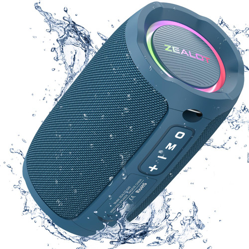 ZEALOT Bluetooth Speaker, Portable Speaker Wireless, IP67 Wterproof,Loud Stereo Sound, 20W, Dual Pairing, BT5.2/ USB/TF Card/Line-in muilt-playmodes, RBG Light Outdoor Home-Blue ZEALOT Bluetooth Speaker, Portable Speaker Wireless, IP67 Wterproof,Loud Stereo Sound, 20W, Dual Pairing, BT5.2/ USB/TF Card/Line-in muilt-playmodes, RBG Light Outdoor Home-Blue