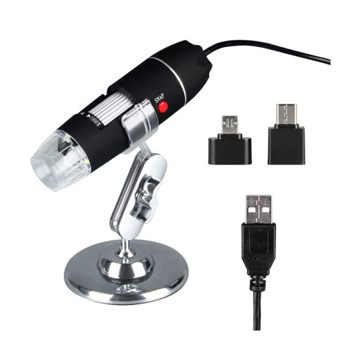Microscope Adapter 1600X Digital Microscope 3in1 Tyce-C Micro USB Portable LED Electronic Microscope Camera Microscope Accessories (Color : 500X)