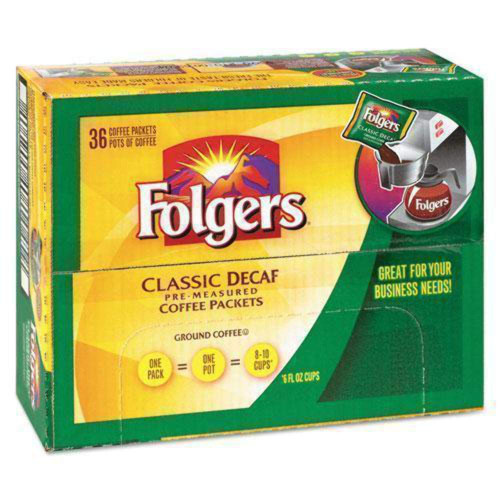 Folgers Classic Decaf Medium Roast Ground Coffee, 36- .9 Ounce Fraction Packets, Frac Packs