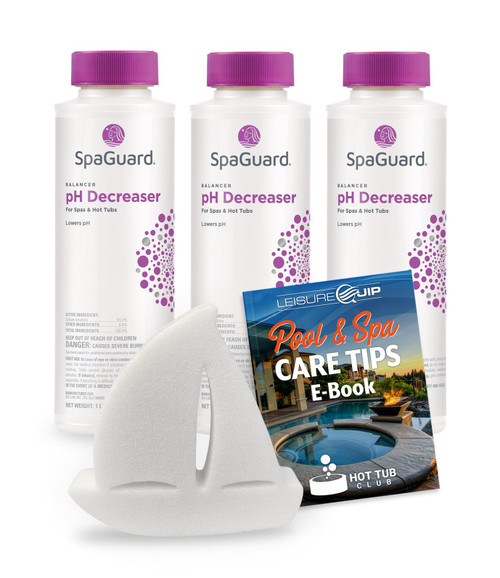 SpaGuard Spa Balancers pH Decreaser 3 Pack with ScumBoat and Hot Tub Care Ebook SpaGuard Spa Balancers pH Decreaser 3 Pack with ScumBoat and Hot Tub Care Ebook
