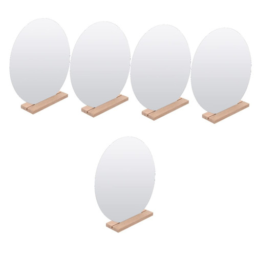Didiseaon 5pcs Mirror Table Aesthetic Vanity Mirror Decorative Mirror for Desk Table Vanity Mirror Portable Mirror Desktop Make-up with Stand Dresser Wood to Rotate with Base Acrylic