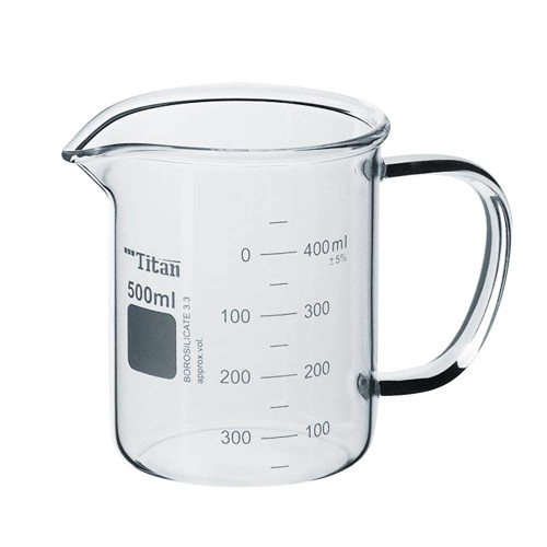 Adamas-Beta Glass Beaker with Handle, Measuring Cup, Beaker Mug with Pouring Spout, 500ml