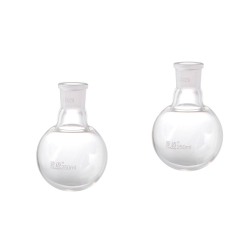 Gatuida 2 Pcs Boiling Beaker Glass Boiling 250ml Boiling Flask Round Bottom Flask Lab Boiling Flasks Round Glass Flask Equipment Apparatus Flask Glass Lab Flask Single Stand-up Preventer