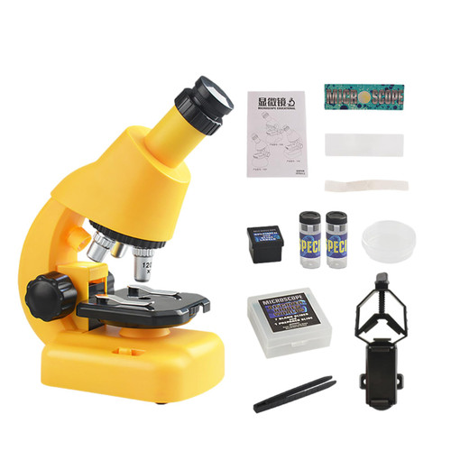Science Microscope, 100x-400x-1200x Kids Microscope with Led Light, Battery Powered Microscope Set, Early Education Beginner Microscope, Junior Microscope for Children School