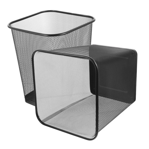 PRETYZOOM 2pcs Garbage Can Metal Pen Holder Pen Holder Cup Wastebasket Office Garbage Bin Square Waste Basket Small Recycling Garbage Bin Mini Trashcan Office Bin Iron Hollow Out Decorate