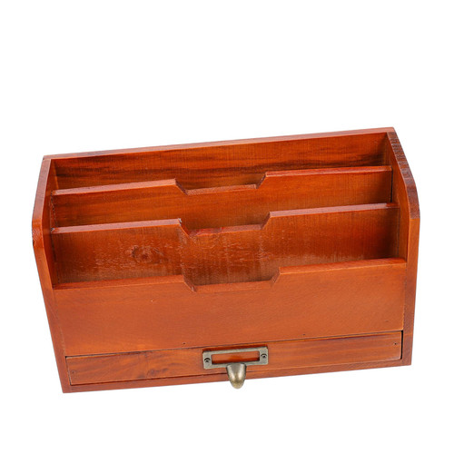 VILLCASE 1pc Desktop Storage Box Desktop File Folder Sorter Magazine File Boxes Rustic Desk Organizer Desktop Drawer Sundries Storage Drawer Container With Drawer Wood Magazine Rack