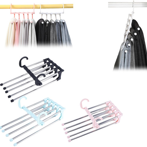 Fundepass Pants Hanger, Moderny Multi-Functional Pants Rack, Telescopic and Foldable Multi-Layer Trouser Rack, Pants Hangers Space Saving, Multi Functional Pants Rack (3-A)