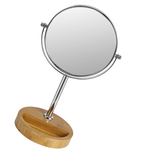 HAKIDZEL Desktop Vanity Mirror Desktop Mirror Standing Mirror Vanity Mirror Tabletop Table Mirror Lighted Makeup Mirror Mirrors Make up Mirror Double Mirror to Rotate Bamboo